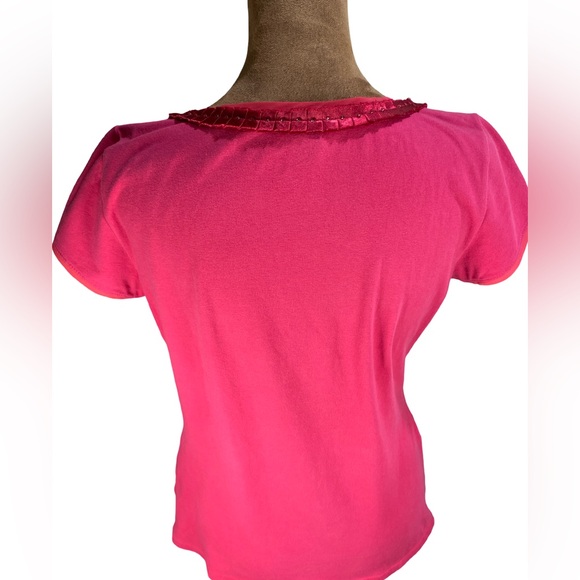 White House Black Market Pink Embellished Neck Tee Size S | Stretch Cotton - Picture 5 of 7